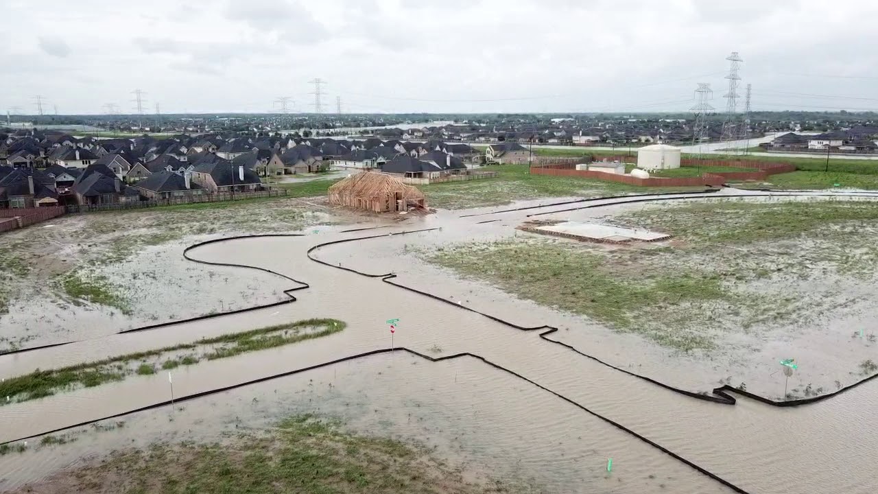 Grand Mission Estates Richmond Texas Harvey flood aftermath drone video