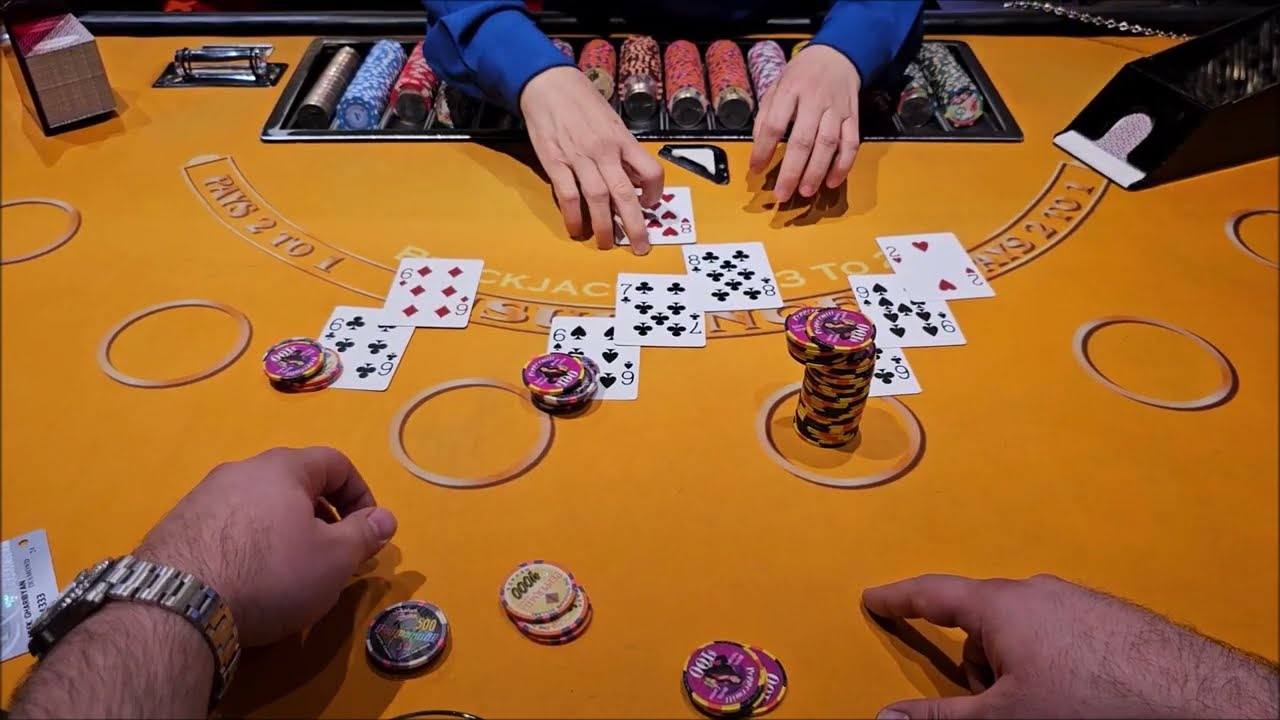 Over $10,000 SPLITS On High Limit BLACK JACK Table