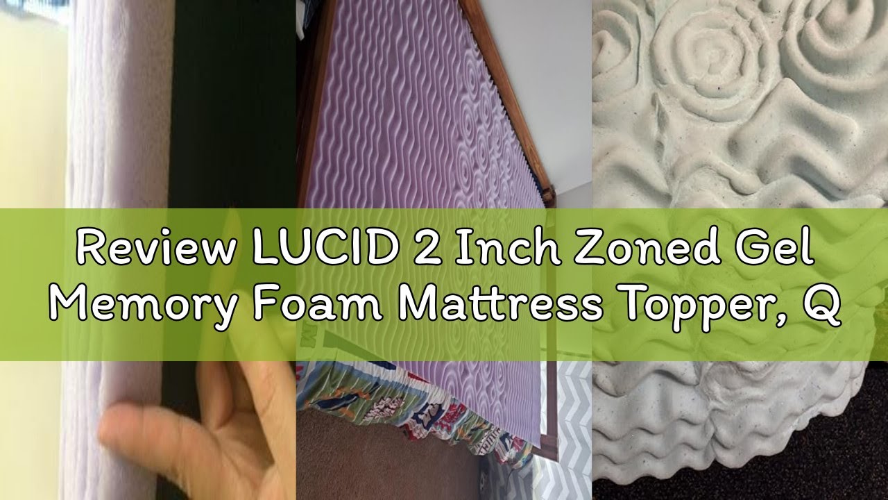 Review LUCID 2 Inch Zoned Gel Memory Foam Mattress Topper, Queen