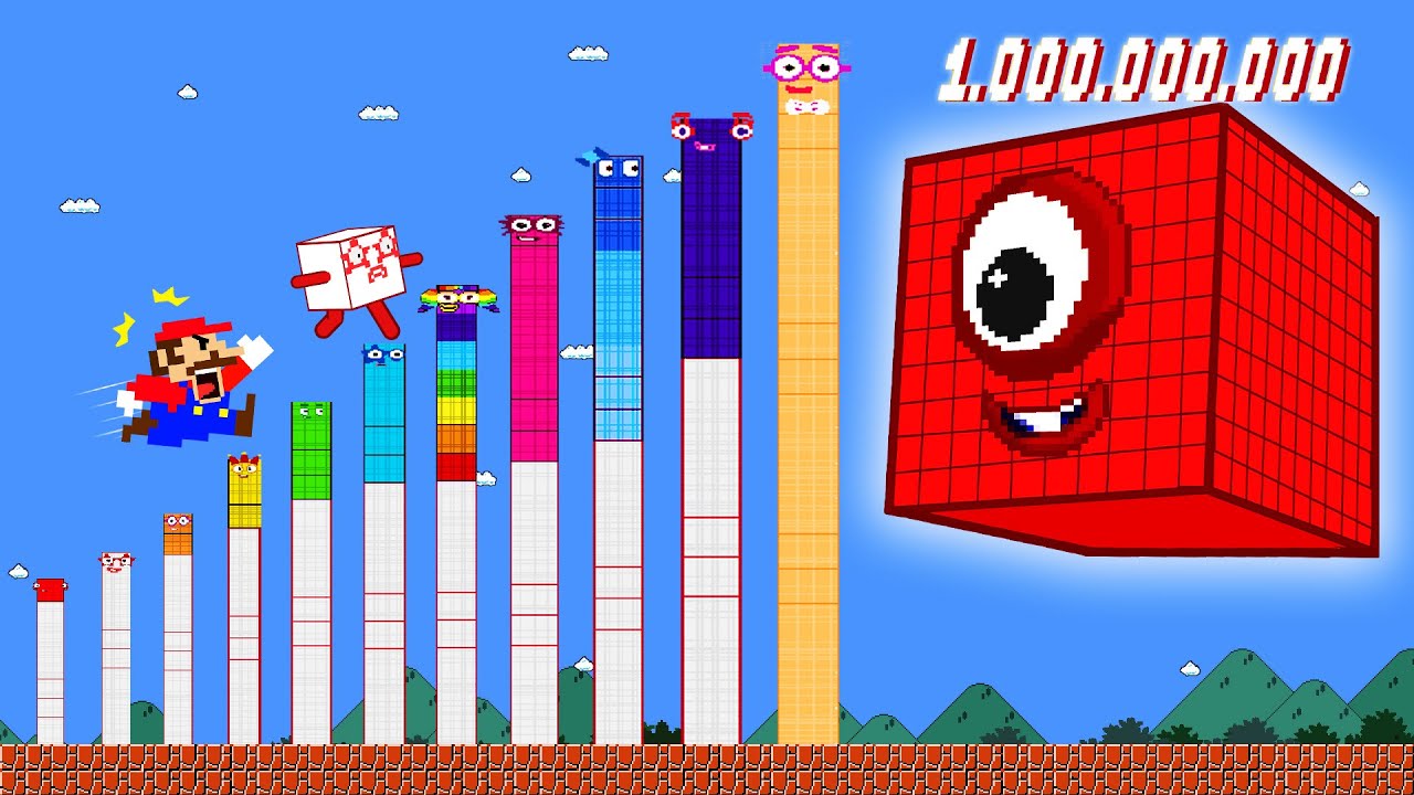 Mario vs The Giant Blocks Number 1 to 1,000,000 in Maze Level Up | Game Animation