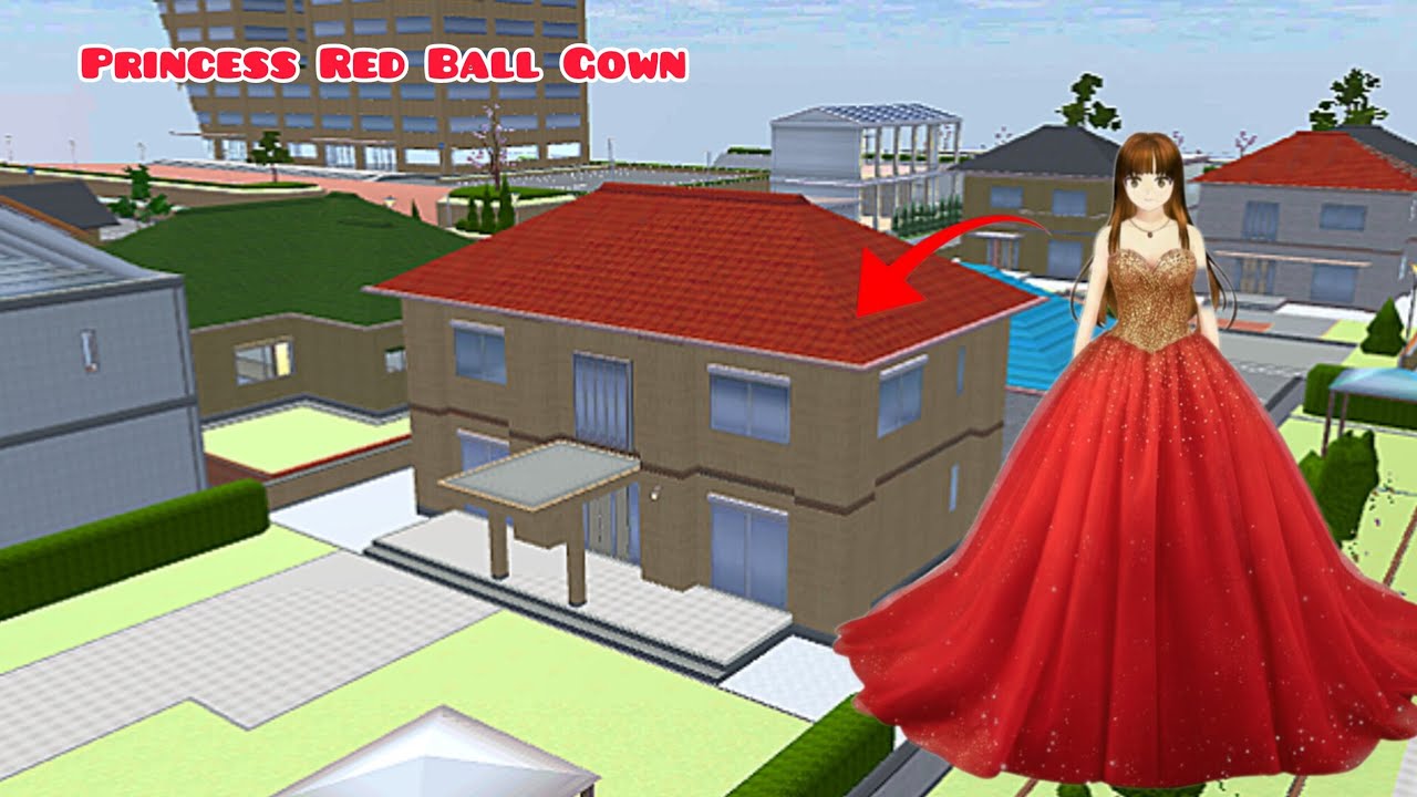 How to make beautiful red ball gown ❤️ easy tutorial #sakuraschoolsimulator #ballgown #formaldress 