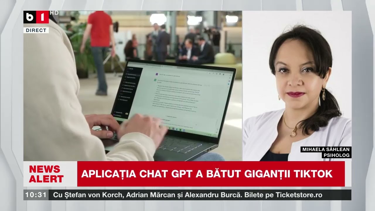 CHATGPT, ÎN TOPUL DESCĂRCĂRILOR EUROPENILOR. M  SĂHLEAN, PSIHOLOG, CU DETALII_Știri B1TV_23 febr.