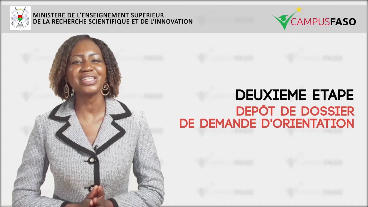 Proc&eacute;dure d'orientation en ligne via la plateforme campusfaso.bf www.campusfaso.bf