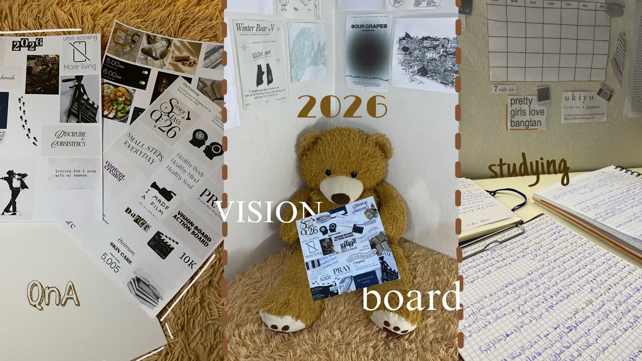 SLICE OF JANUARY 🤎 || making my 2026 vision board ✨- studying 📄…