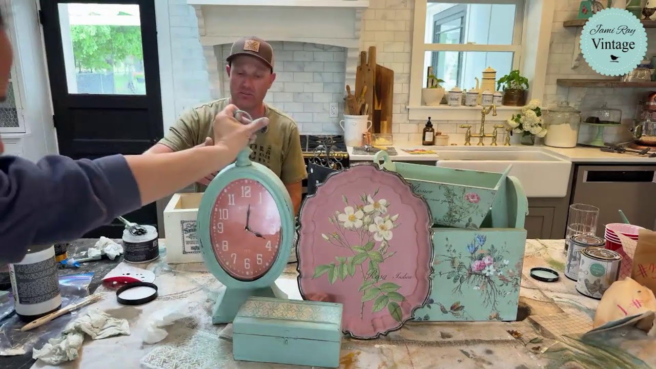 Painted Thrift Store Home Decor Makeovers - Decoupage and Stencils