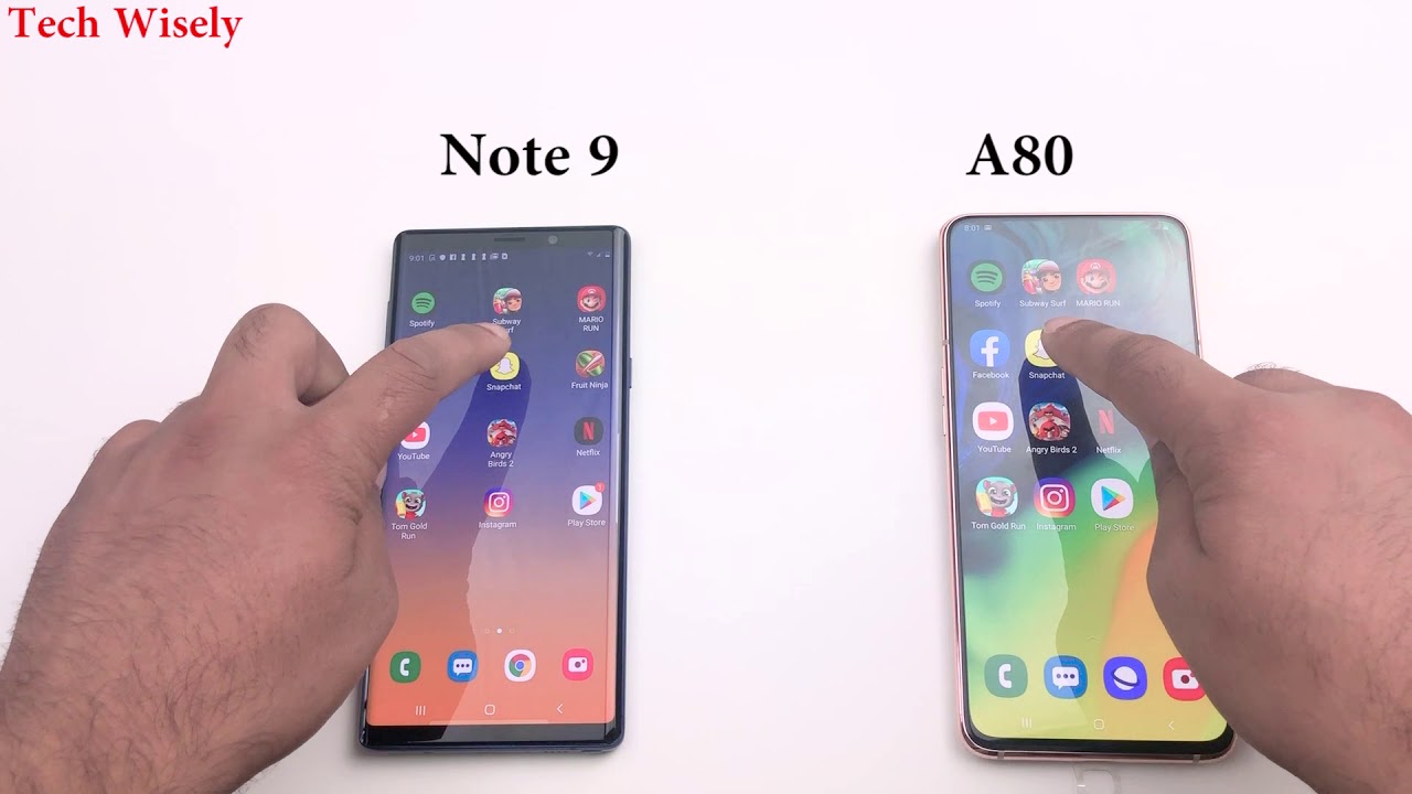 SAMSUNG A80 vs Note 9 | Speed test | Size Comparison
