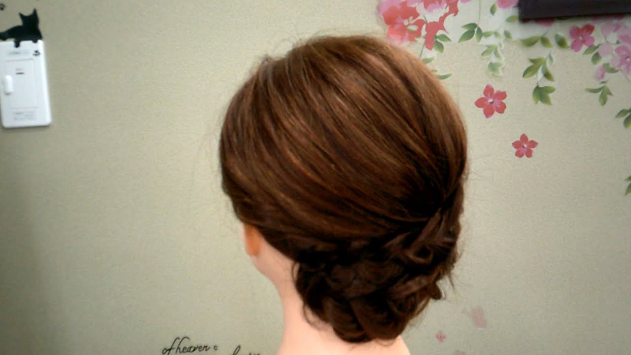 【ヘアアレンジ】セミロングの和装に合う簡単三つ編みシニヨン　～Semi-long easy braid chignon style～