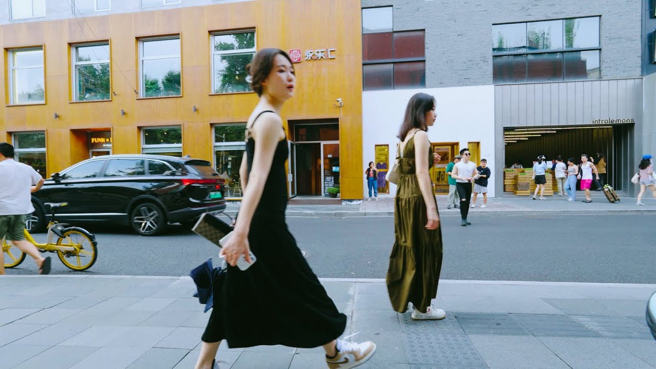 Anfu Road 2 hours，Looking at beautiful women while drinking coffee, Shanghai【4K】
