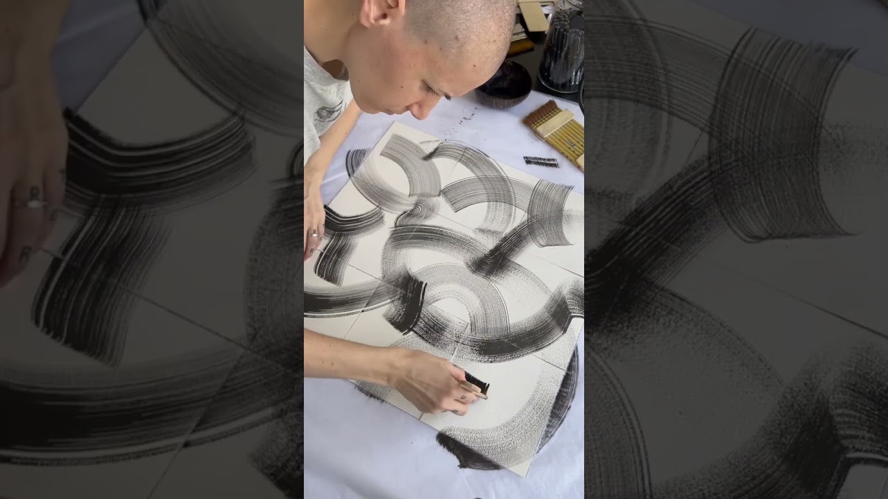 #youtubeshorts Gestural Painting Ritual Before Detailing #art #short #ink #abstract #painting #boffo