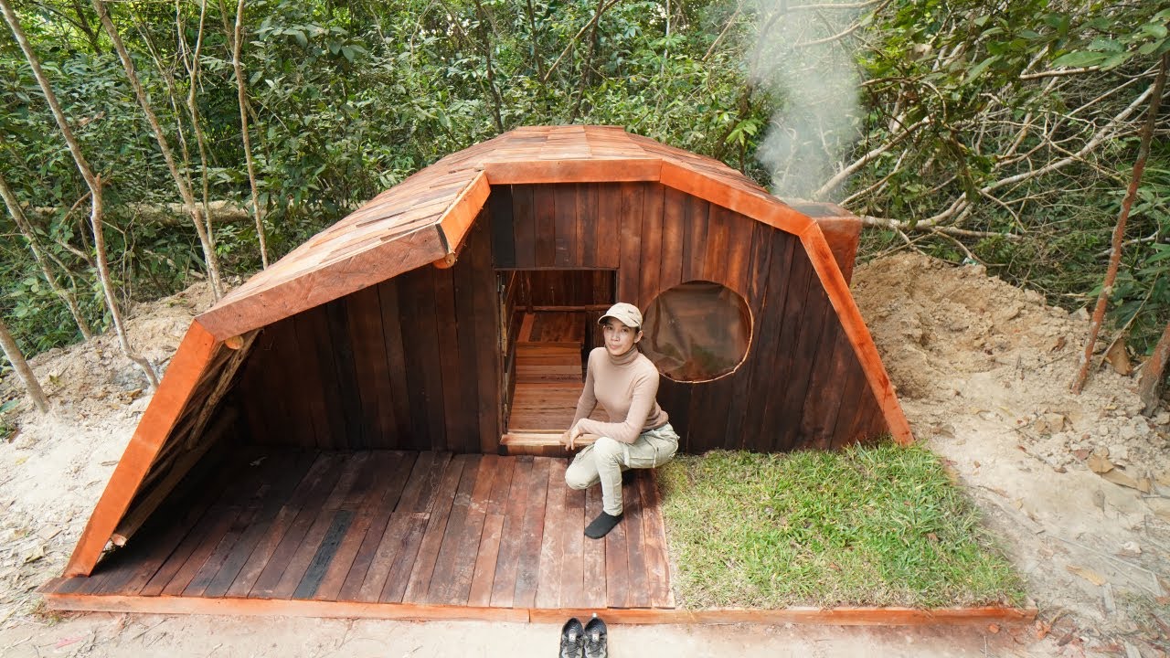 34Days  Building A Private Underground Bushcraft shelter