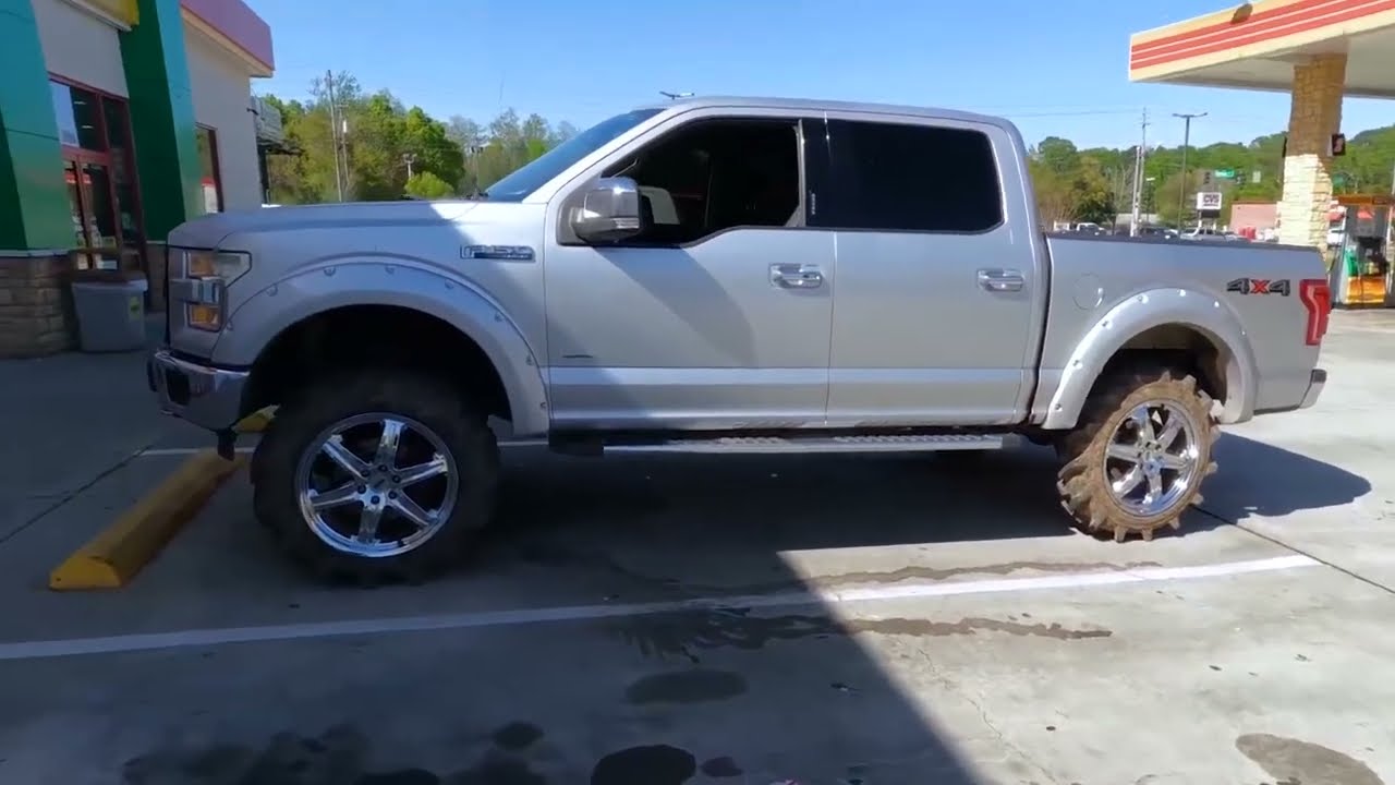 37” BKT ATV tires on F150 and driving around Town…