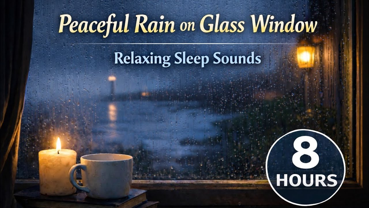 Peaceful Rain on Glass Window | Relaxing Sleep Sounds (8 Hours)