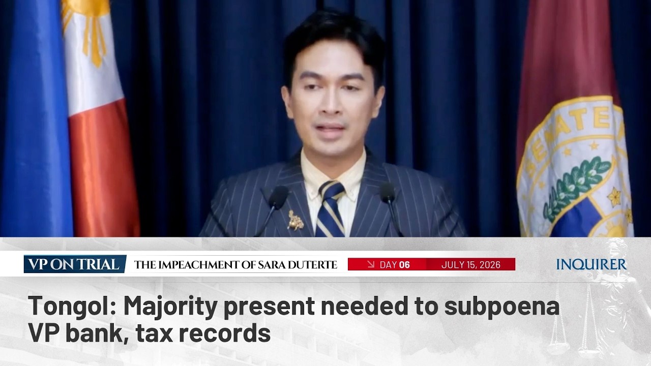 Tongol: Majority present needed to subpoena VP bank, tax records