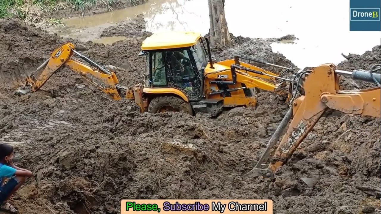 Swampy Mud-JCB and Case Backhoes-For Pond Construction