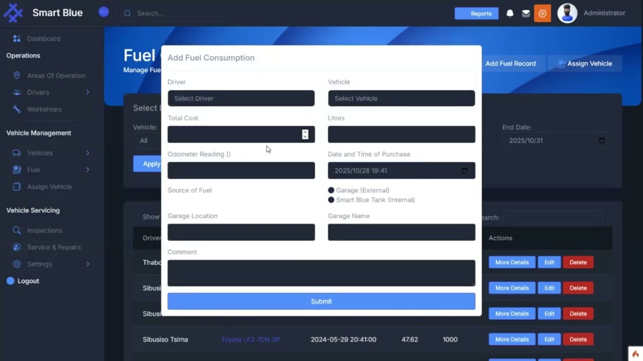 Smart Blue Fleet Management