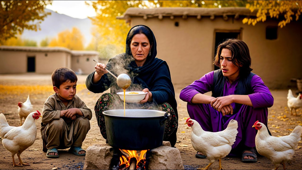 Afghan Mountain Village Cooking | Wood-Fired Clay Stove & Handmade Dough