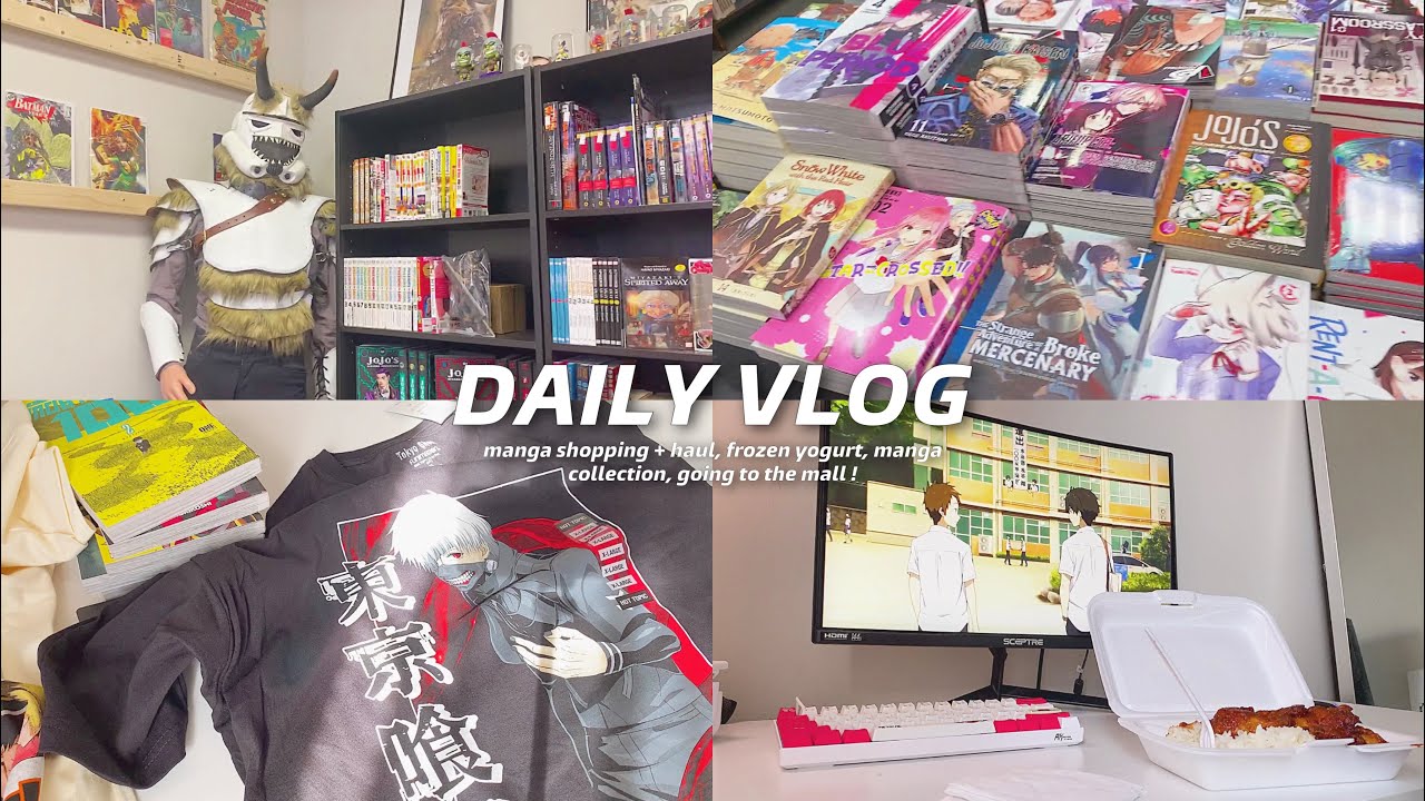 daily vlog 🚀: manga shopping + haul, frozen yogurt, manga collection, going to the mall !