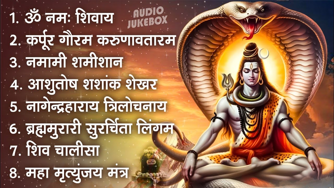 सोमवार भक्ति भजन - आशुतोष शशाँक शेखर, कर्पूर गौरम करुणावतारं, ॐ नमः शिवाय, शिव अमृतवाणी व शिव आरती