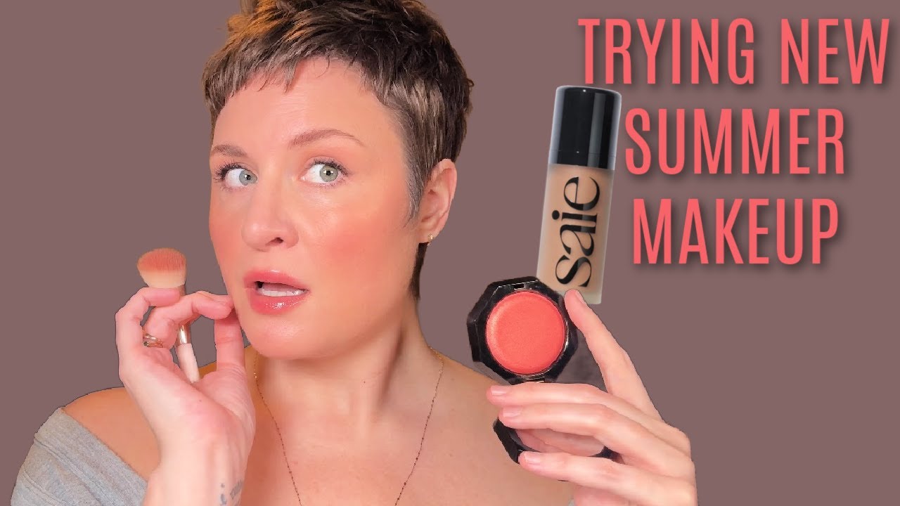 TRYING NEW SUMMER MAKEUP | NEW FENTY BLUSHLIGHTER | SAIE DEW BRONZE