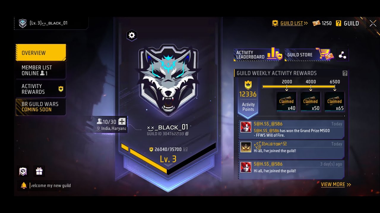 GUILD TEST 4VS4 | LIVE GUILD TESTING #fflive #freefireliveguildtest