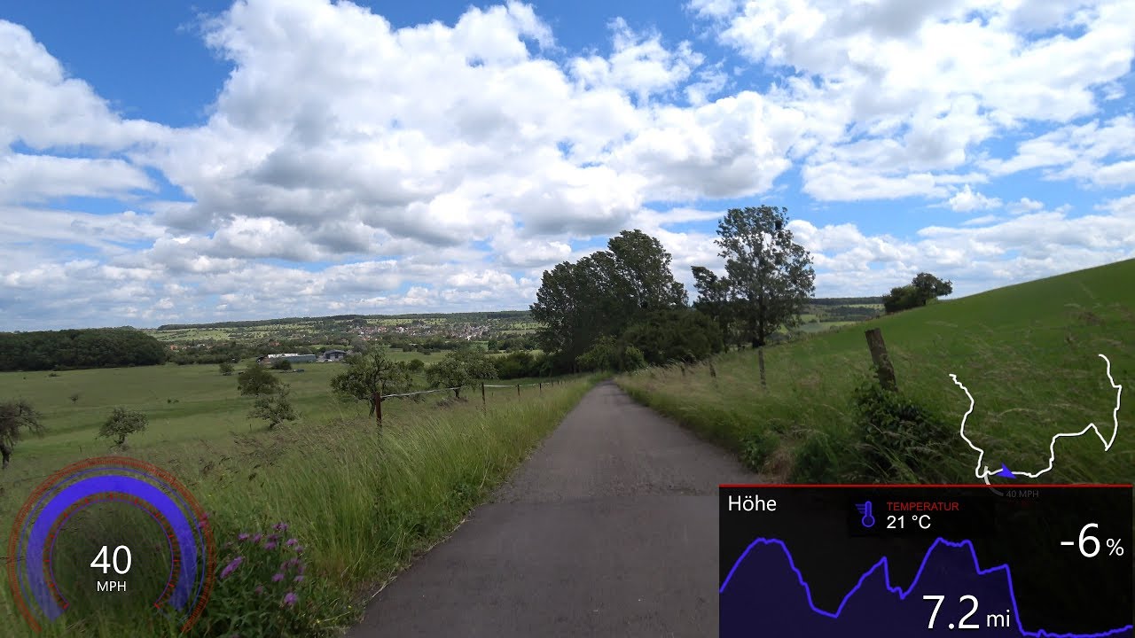 60 Minute Virtual Cycling Workout Germany with Mp/h Garmin Display Ultra HD Video