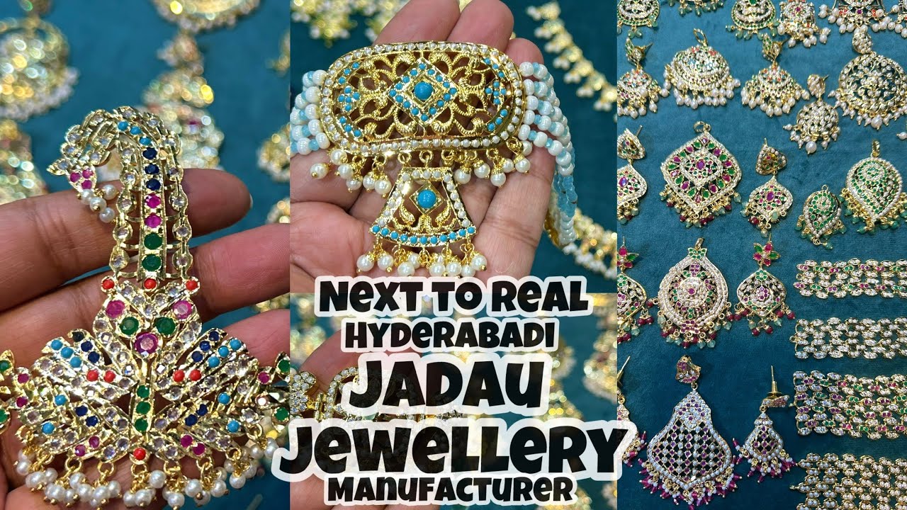 Jadau Jewellery | Hyderabadi Jadau Necklaces Wholesale | Premium Nizami Earrings Market ChandniChowk