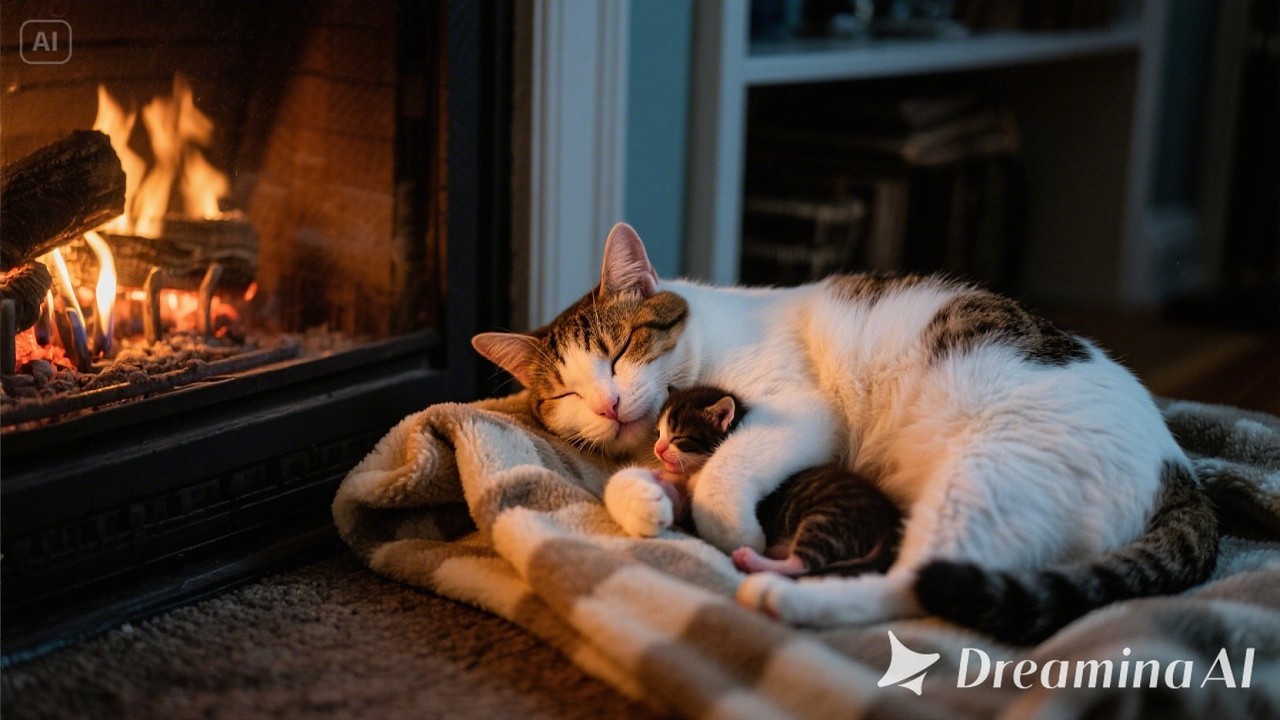 Want to Fall Asleep in 5 Minutes? Try Purring Cats and Fireplace Ambience