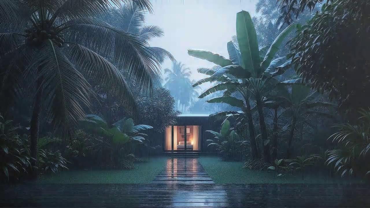 Instant Sleep with Warm Rainfall and Rolling Rumble at Wooden Cabin Terrace 🌧️