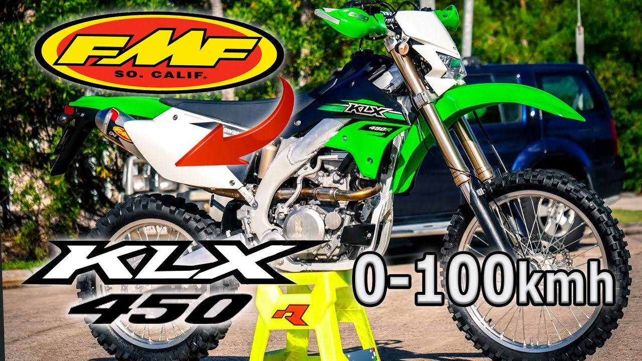 Test przyspieszenia 0-100 km/h na motocyklu Kawasaki KLX 450R 4-suwowym enduro + wydech FMF