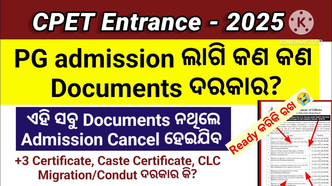 CPET admission 2025//PG admission Documents//CPET PG Admission 2025/Required documents forAdmission