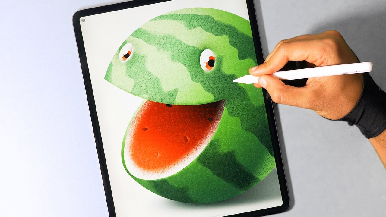 Watermelon Pac-Man | Illustration on iPad Pro