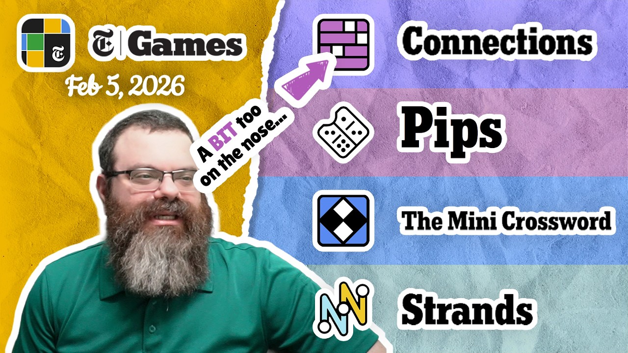 NYT Connections, Pips, Mini Crossword, and Strands | Feb 5, 2026