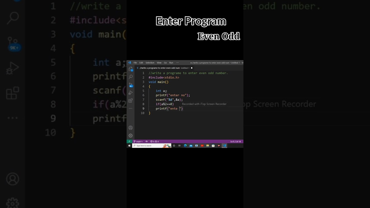 C Program 👍 l even odd number l in PC 🖥️🖥️
