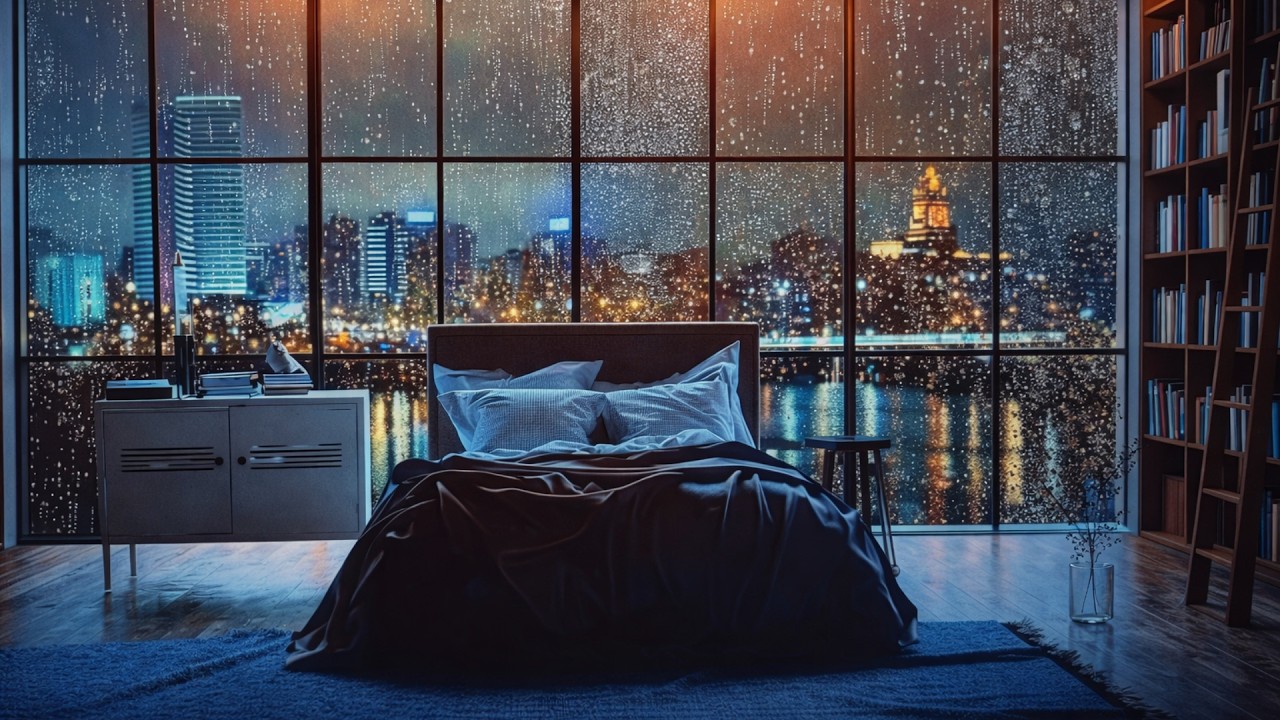 Cozy Rainy Bedroom at Night 🌧️ Window Rain Sounds for Deep Sleep & Relaxation