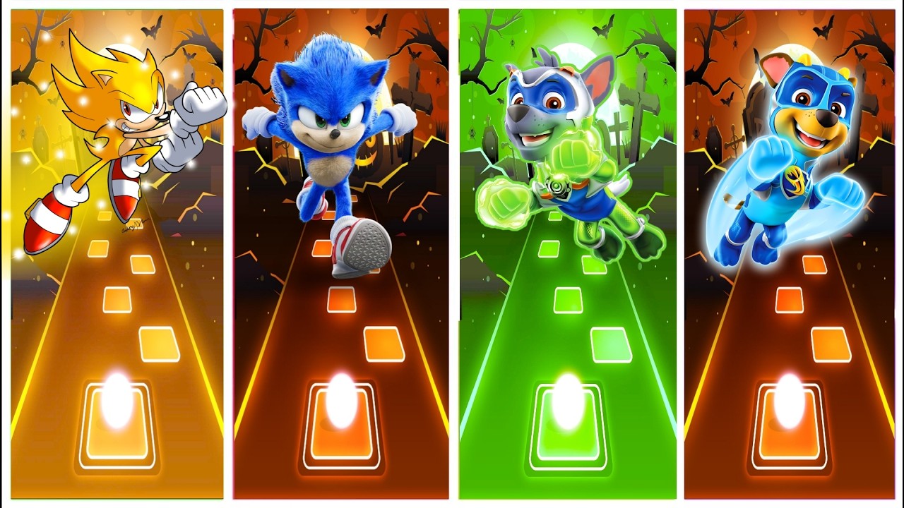 PAW Patrol - SONIC 🆚 SONIC 🆚 ROCKY 🆚 CHASE 🎶 Tiles Hop EDM Rush
