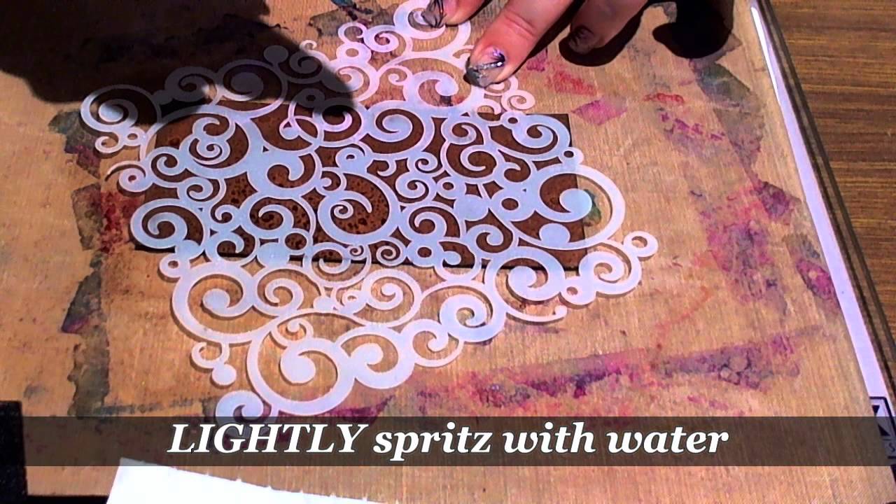Distress Ink Water Bleaching technique using LaBlanche Stamp