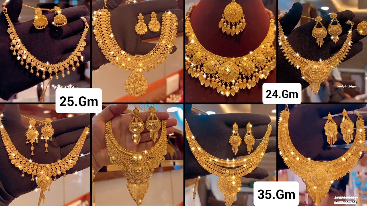 Latest 2024 Bridal Gold necklace set designs with weight &price|Royal design|Luxurious Gold necklace
