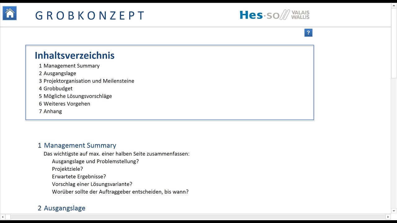 Projektmangement: Konzeptphase