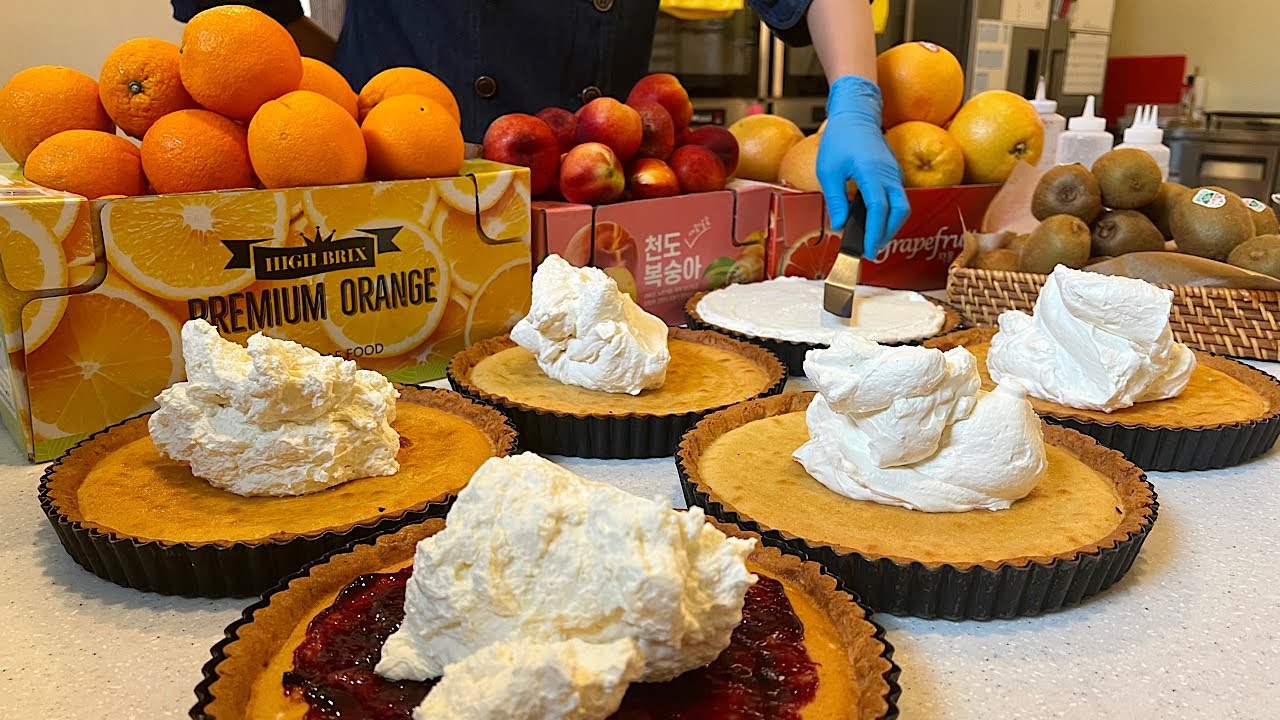 Полный свежих фруктов! Тарт со взбитыми сливками от Tart Master - корейская уличная еда
