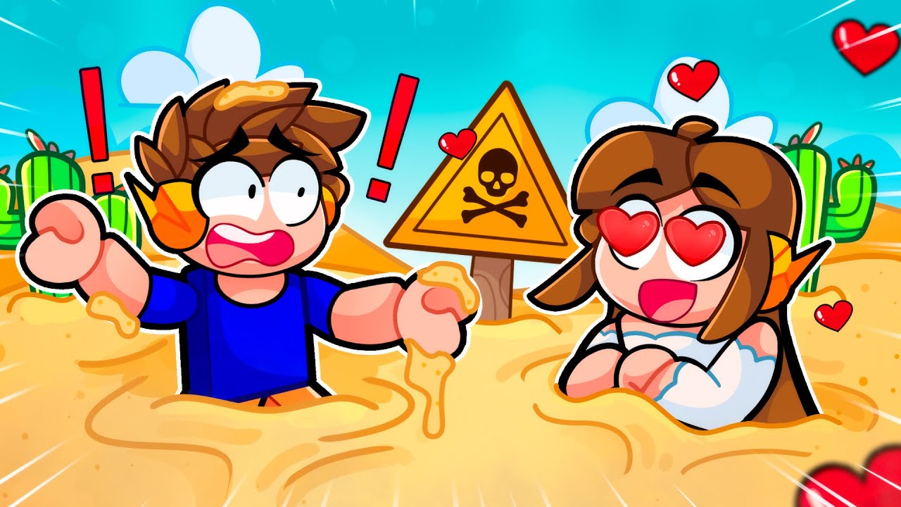 FIQUEI PRESO na AREIA MOVEDIÇA com MINHA CRUSH no Roblox!
