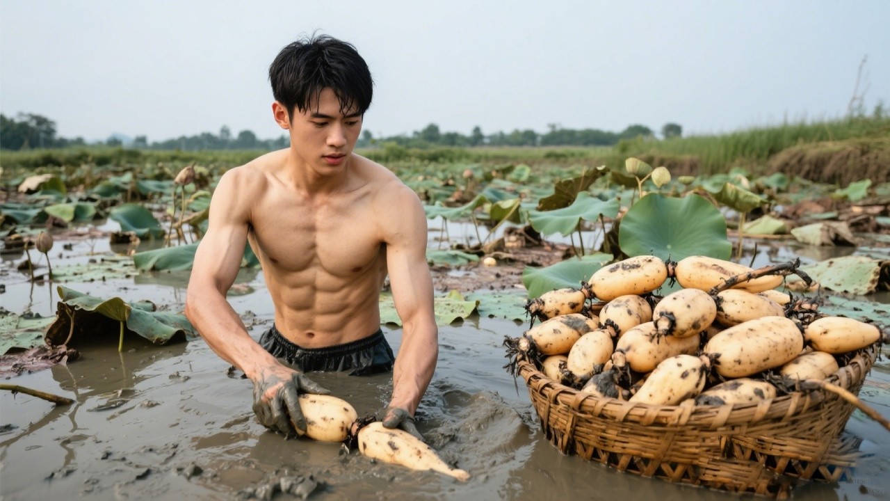 Xuống đầm đào củ sen, làm món ngó sen kẹp thịt thơm ngon