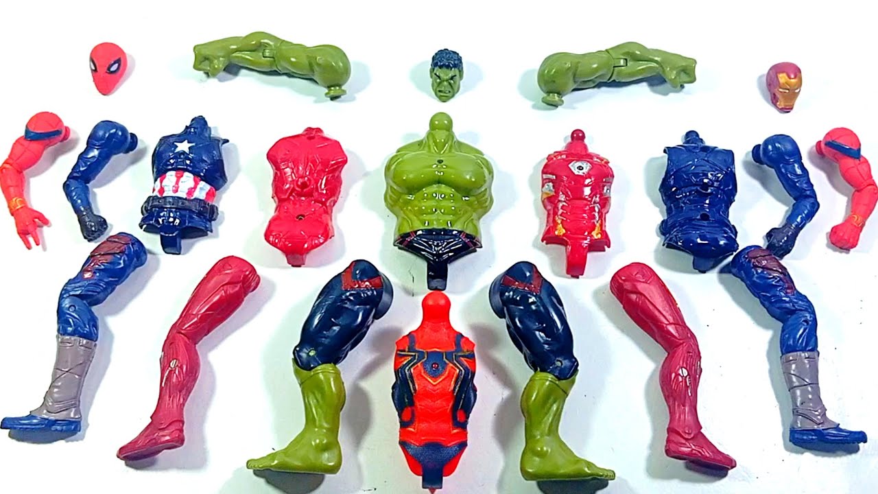 ASSEMBLE AVENGERS TOYS..HULK SMASH vs IRONMAN vs CAPTAIN AMERICA vs RED SPIDERMAN.. 
