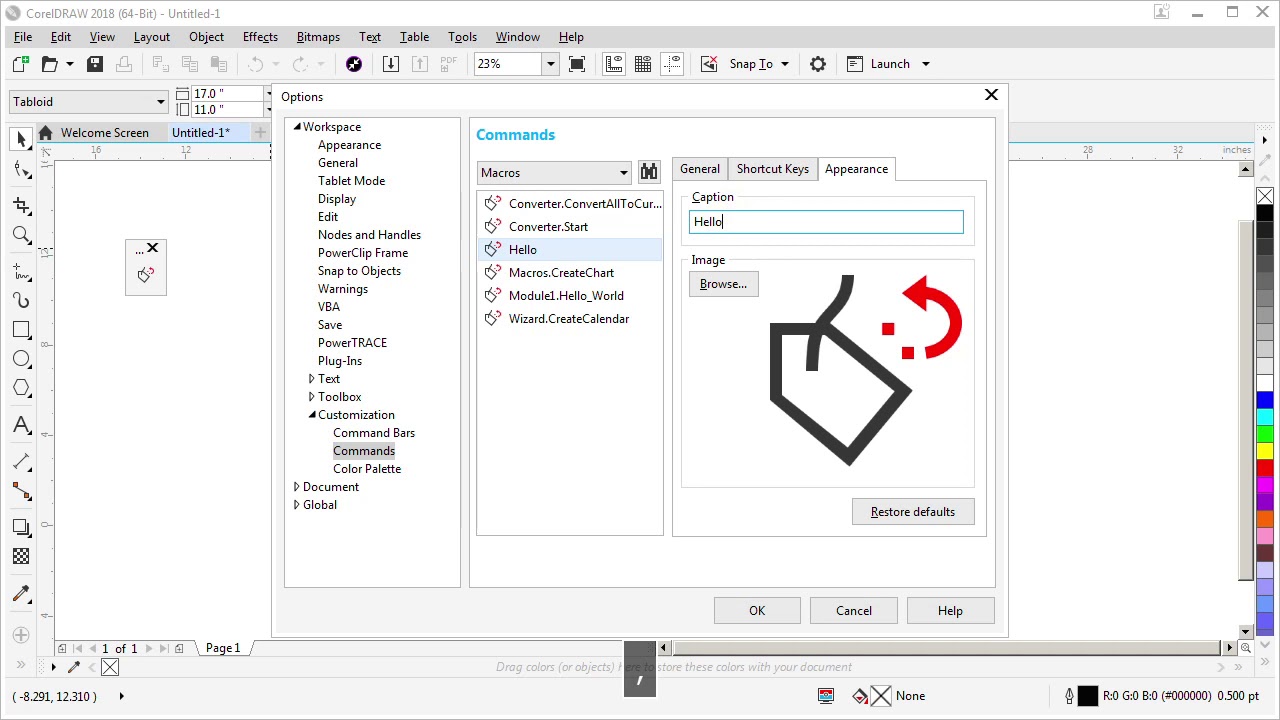 Using a macro on a toolbar - 1 - CorelDRAW - macros
