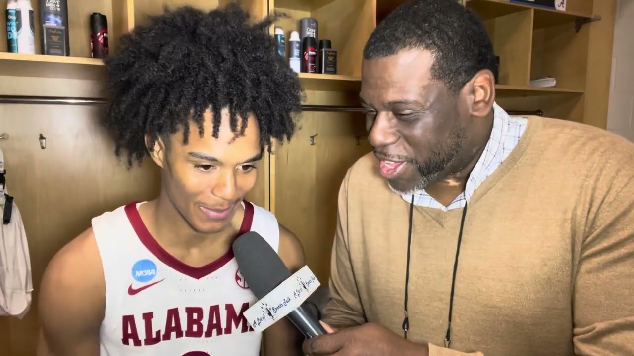 Alabama guard Aden Holloway after Crimson Tide’s record 3-pt shooting in NCAA Tournament win vs. BYU