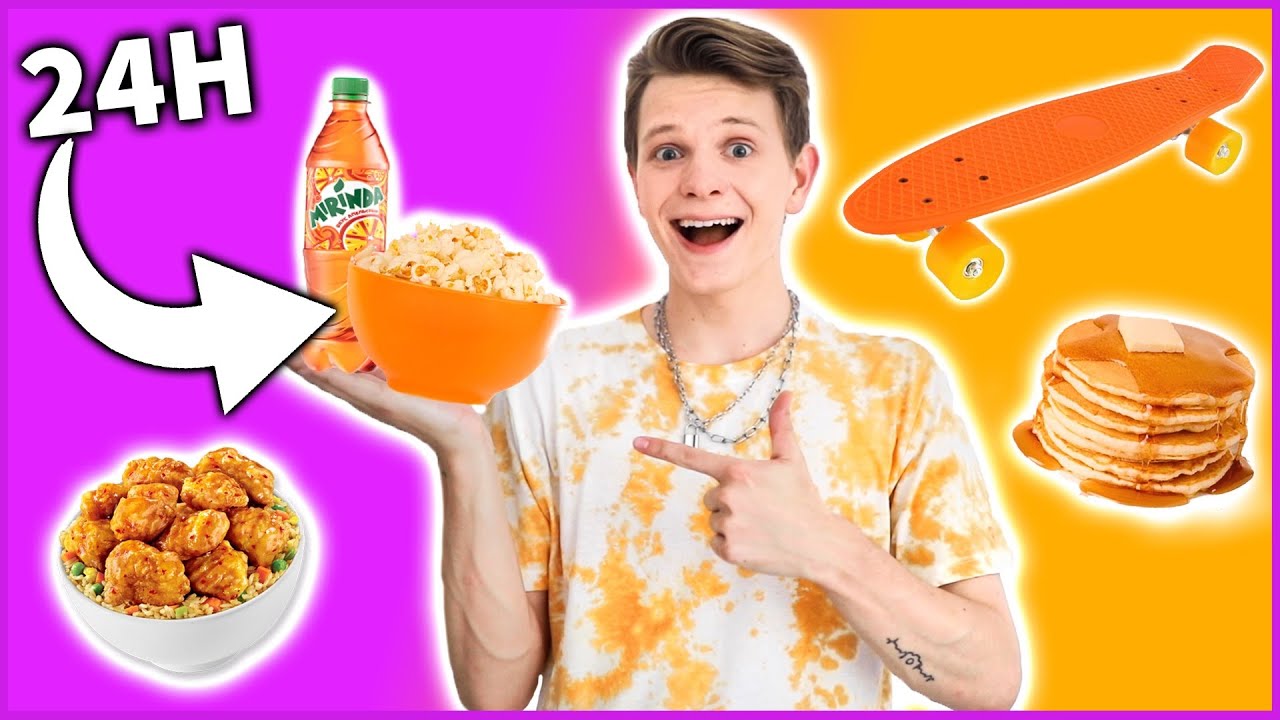 CAŁY DZIEŃ NA POMARAŃCZOWO 😱🧡 *24H challenge* | Dominik Rupiński