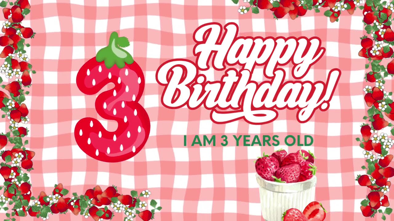 Happy Strawberry Background for Kids | Cute 3 Year Old Gingham & Strawberry Shortcake Style