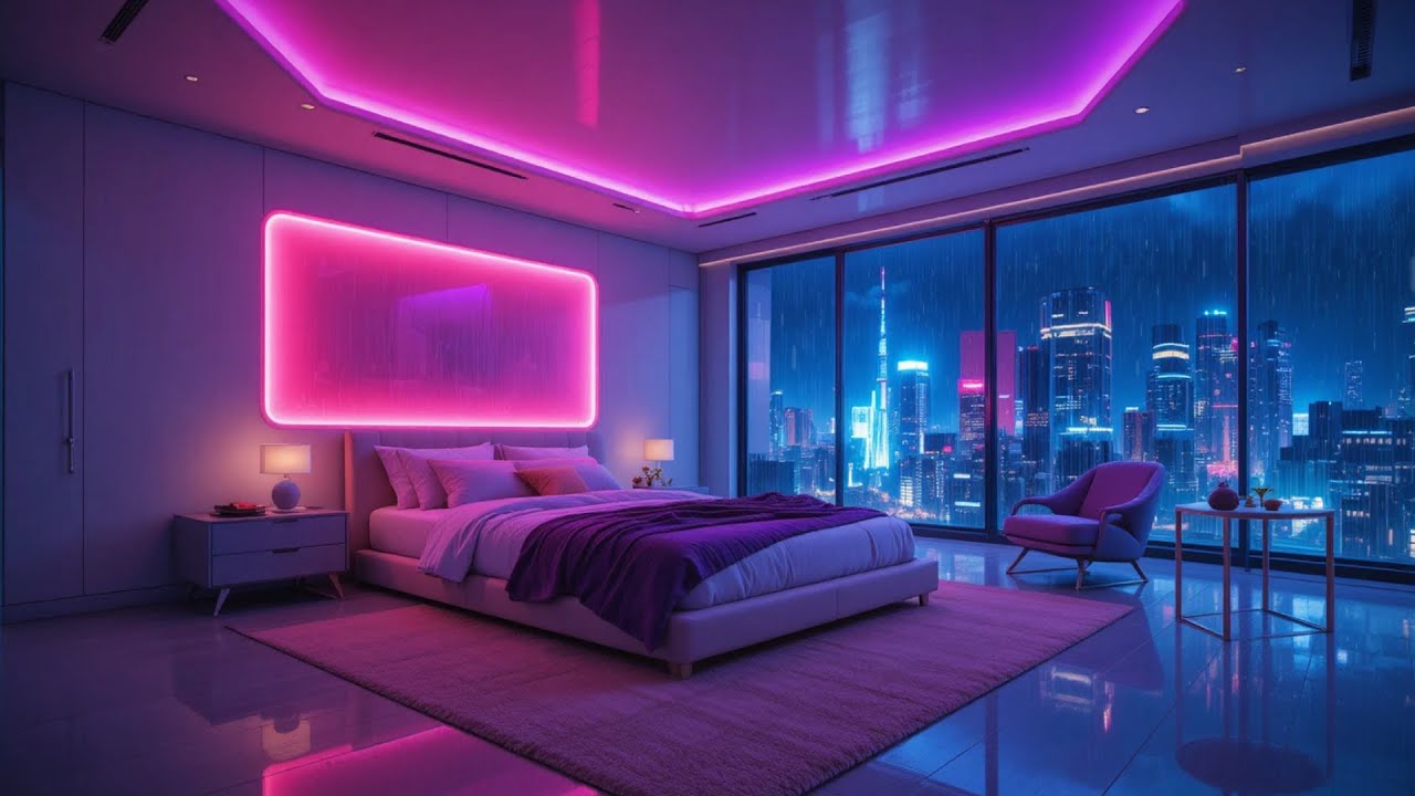 Nocturne After Rain 🌧️ Midnight Neon Balcony | Lofi Focus