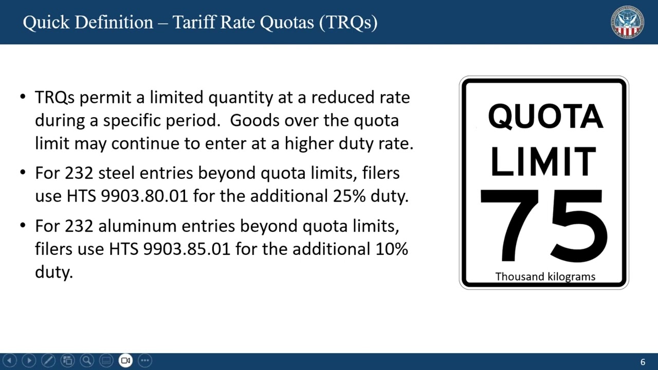 U.S. Customs Border & Protection Section 232 Quotas Webinar