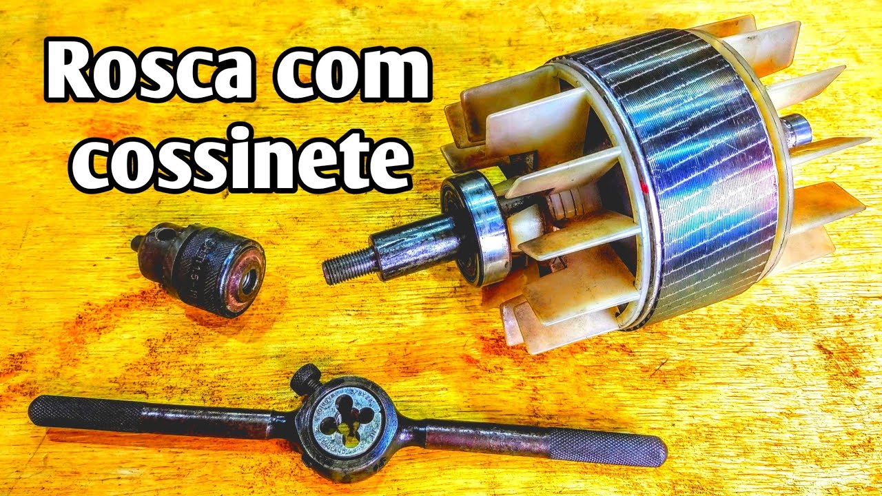 Rosca para adaptar mandril no eixo do motor 3/8 com cossinete no mini torno mecânico de bancada