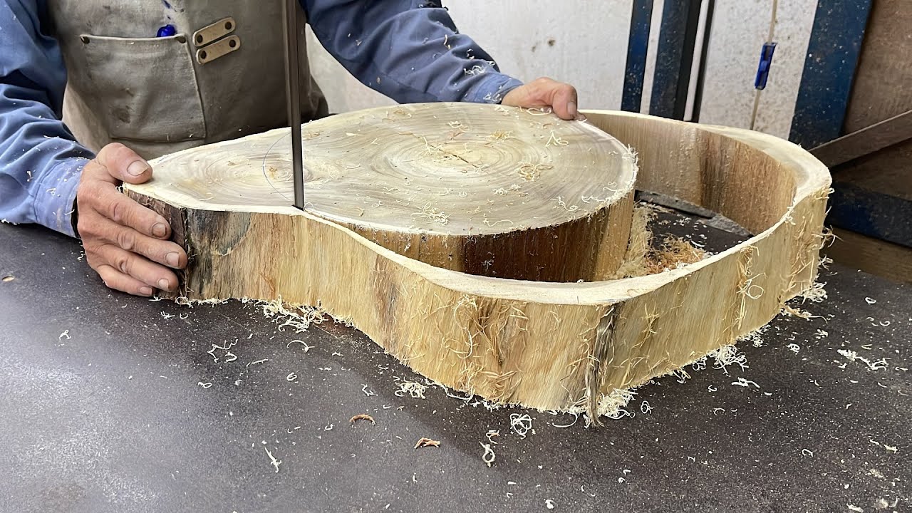 Discover The Process Of Handcrafting Wood From Solid Wood - Experienced Carpenter Makes Wooden Table